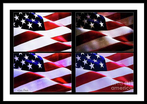 American Flags Collage - Framed Print