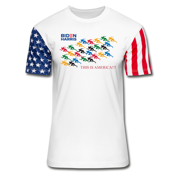 "This is America" Biden/Harris Unisex Stars & Stripes T-Shirt Unisex Stars & Stripes T-Shirt - white