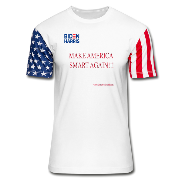 Make America Smart Again! Unisex Stars & Stripes T-Shirt - white