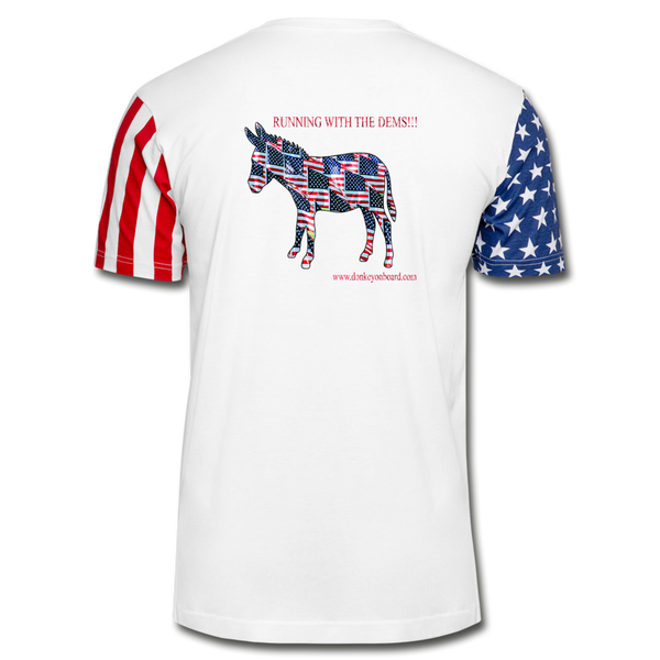 Biden/Harris Running with the Dems Stars & Stripes Unisex Stars & Stripes T-Shirt - white
