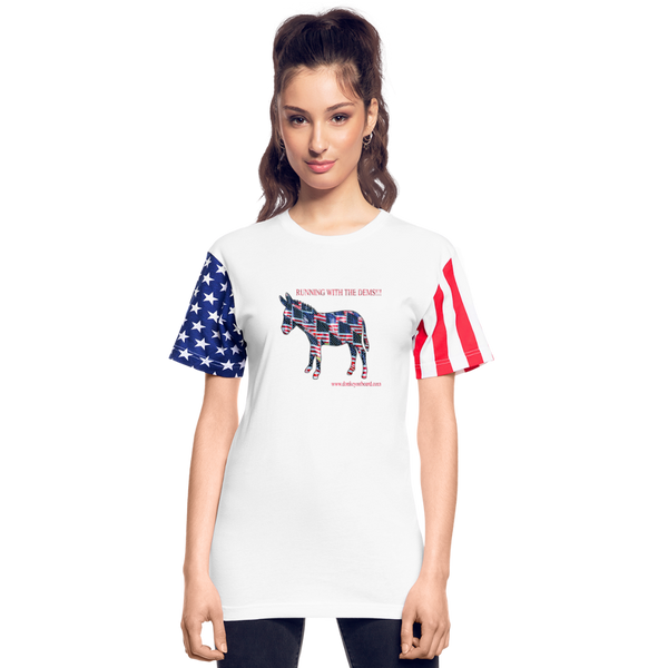 Running with the Dems!!! Unisex Stars & Stripes T-Shirt - white