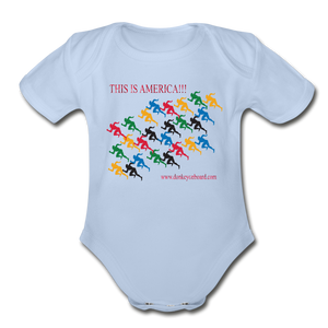 "This is America" Organic Short Sleeve Baby Bodysuit - sky