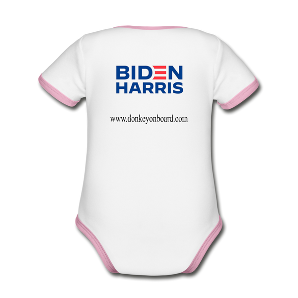 Biden/Harris Organic Contrast Short Sleeve Baby Bodysuit - white/pink