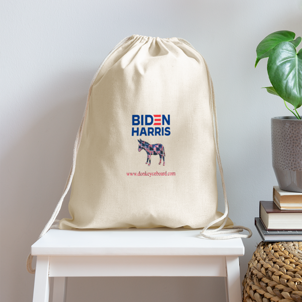 Biden/Harris Donkey Cotton Drawstring Bag - natural
