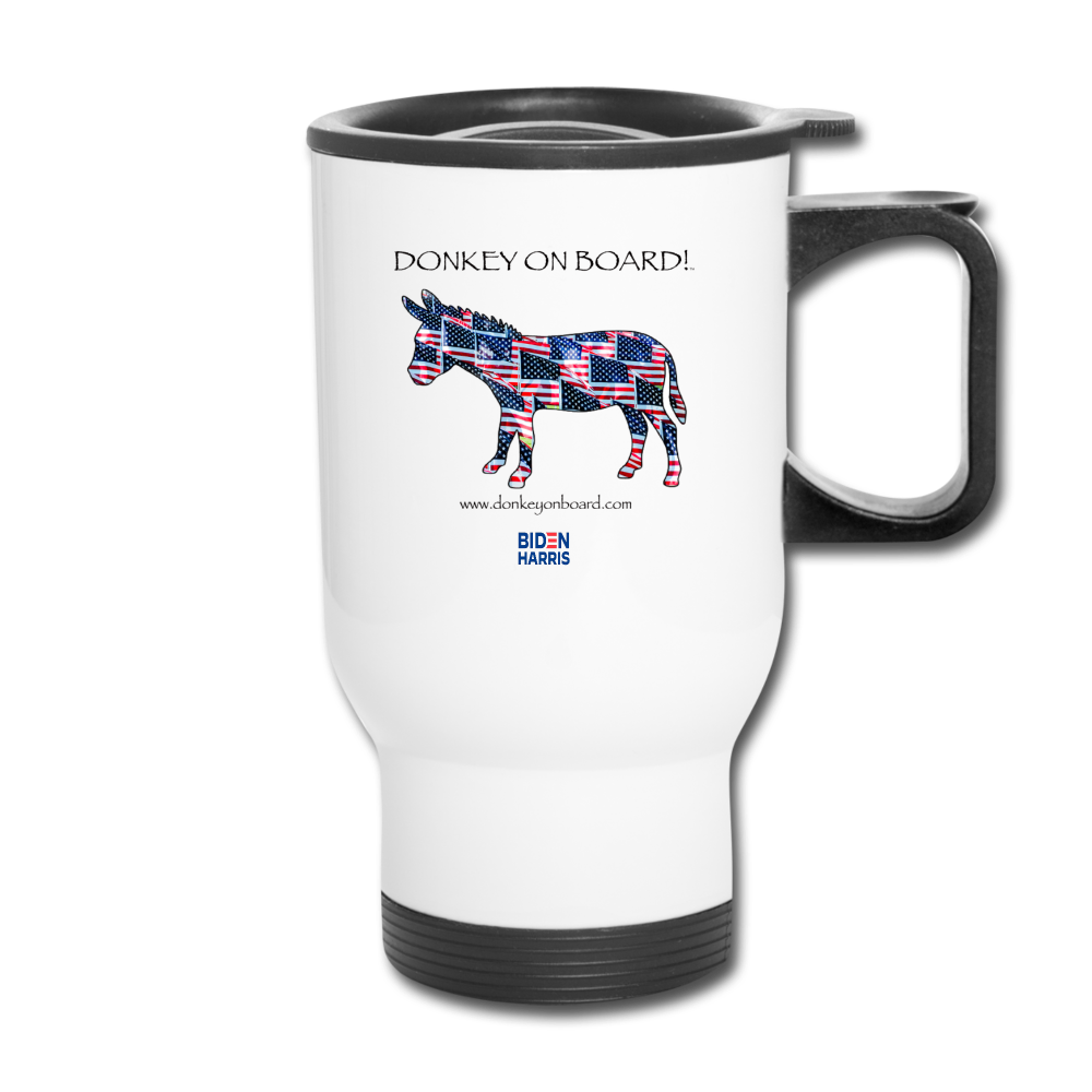 Cool "Donkey on Board" Biden/Harris Travel Mug - white