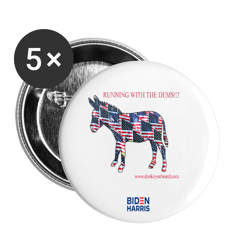 Biden/Harris, 'Running with the Dems" Buttons large 2.2'' (5-pack) - white